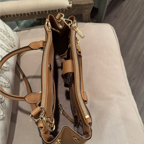 Michael Kors Tan and Black Satchel with Gold Hardware - Picture 7 of 8